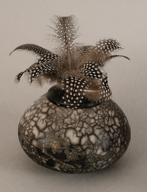 Feather Raku Vase